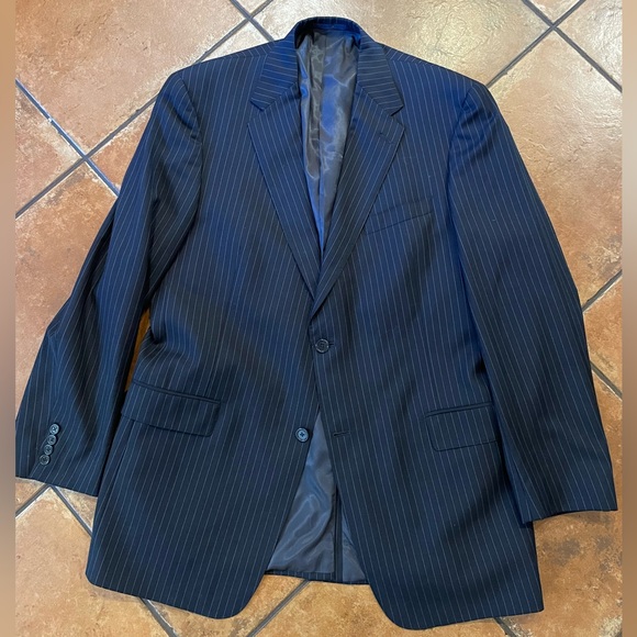 DANIEL CREMIEUX COLLECTION x Loro Piana Wool Stripe Suit in Navy Size 44 L - Picture 2 of 12